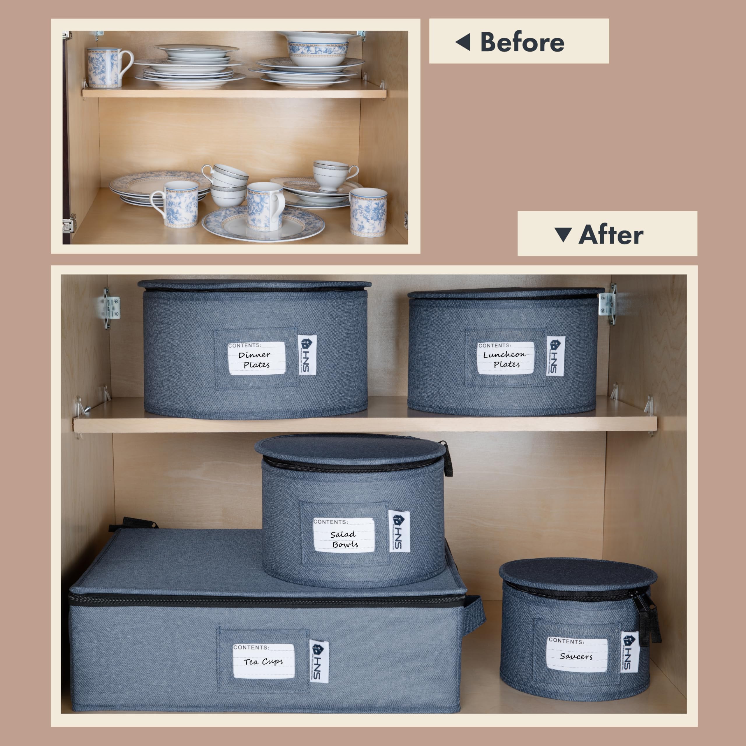 HOLDN’ STORAGE: caja dura denim azul, solución duradera para servicios de vajilla completos.