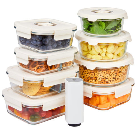 Conjunto de recipientes de vidrio HOLDN’ STORAGE con bomba para mantener la frescura.