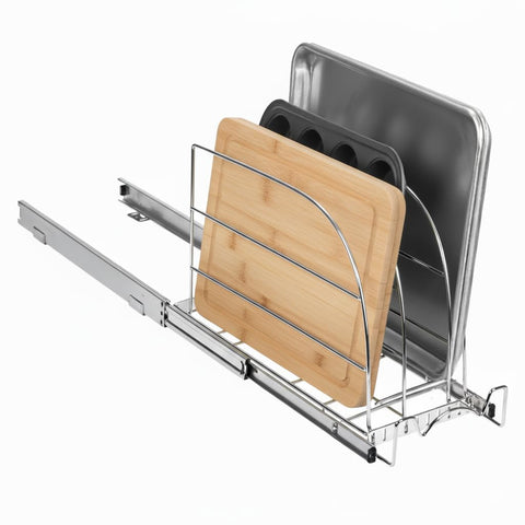 HOLDN’ STORAGE medidas 8.5 x 21 x 11 pulgadas, caben en gabinetes estrechos.
