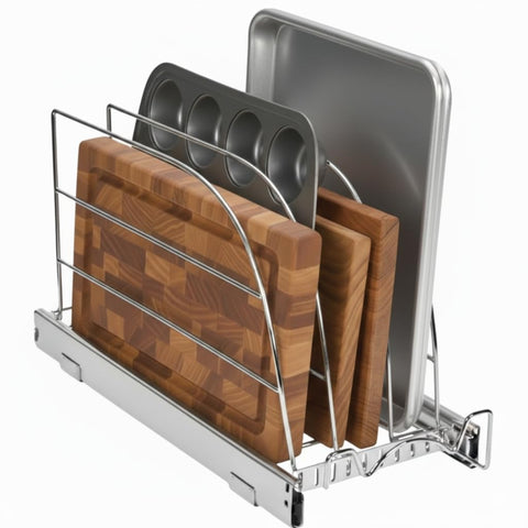 HOLDN’ STORAGE organizador corredero para bakeware, bandejas ordenadas y al alcance.
