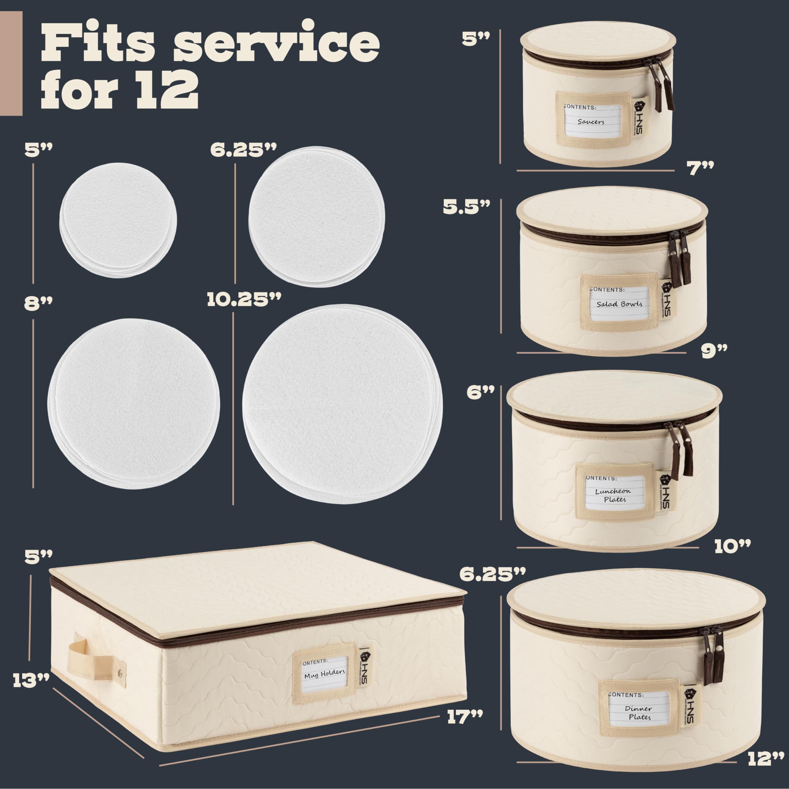 HoldnStorage: divisores de fieltro evitan rayaduras entre platos y tazas.
