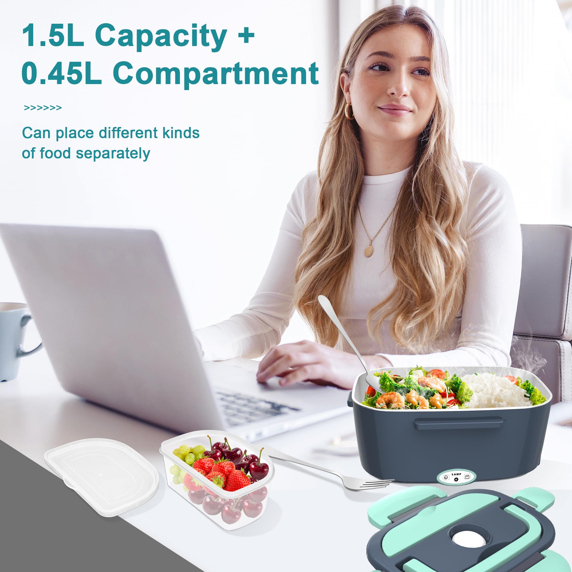 HOLDRUBY fiambrera 1,5L con gran capacidad para comidas completas