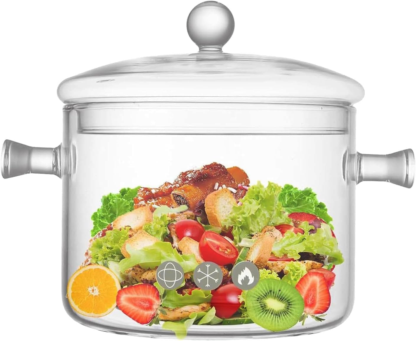 Olla HOLIBAN de vidrio borosilicato con tapa, visión clara para monitorizar la cocción.