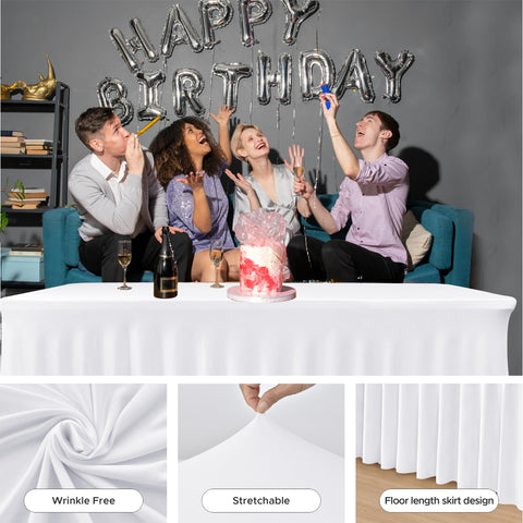 HolidayIdeas faldas-mesa-spandex-8ft, acabado decorativo ideal para múltiples eventos.