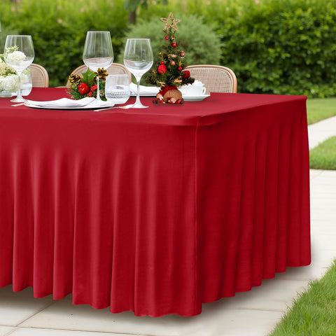 HolidayIdeas falda de mesa roja - para 6 pies, decoración rápida