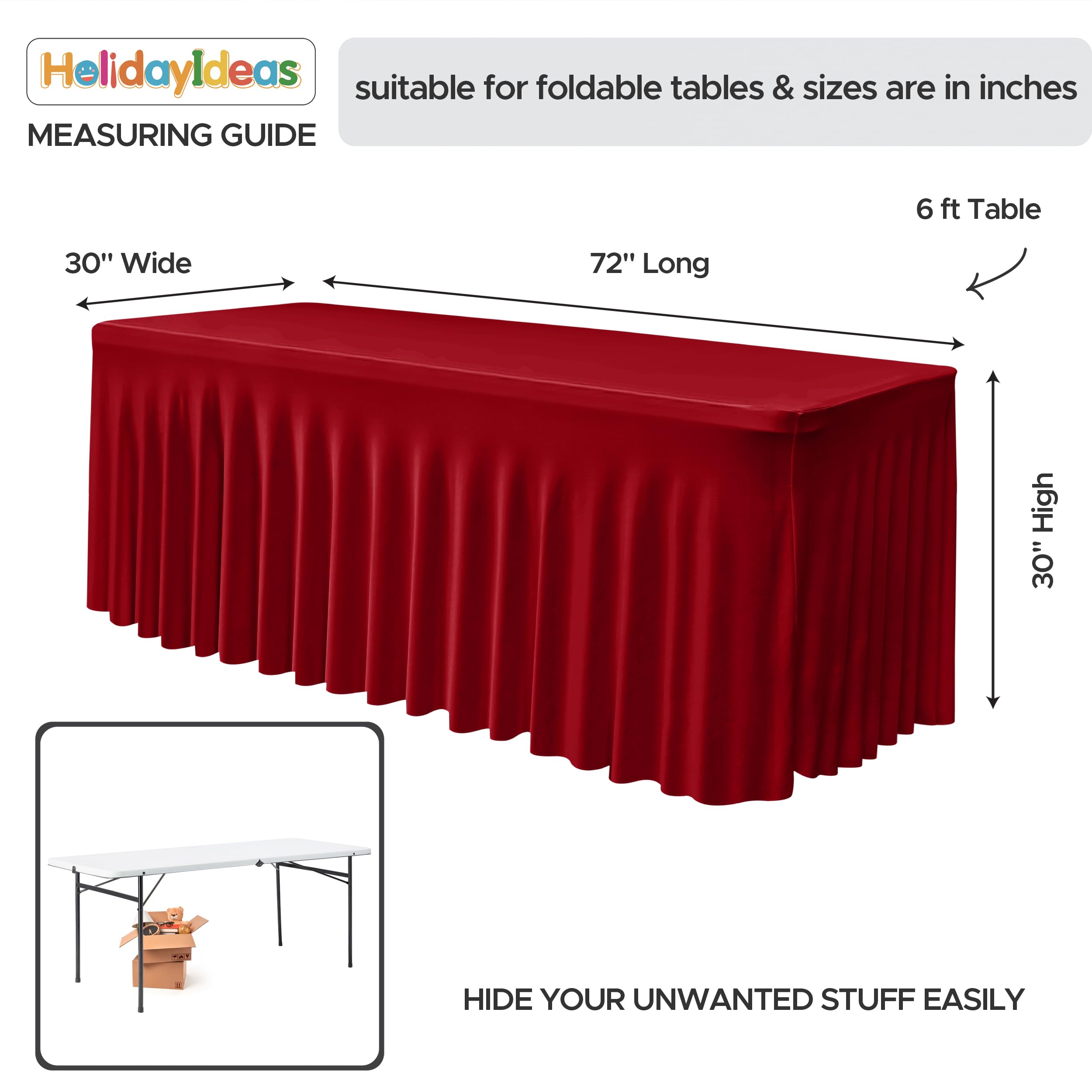 HolidayIdeas falda de mesa roja - para eventos navideños, fácil limpieza