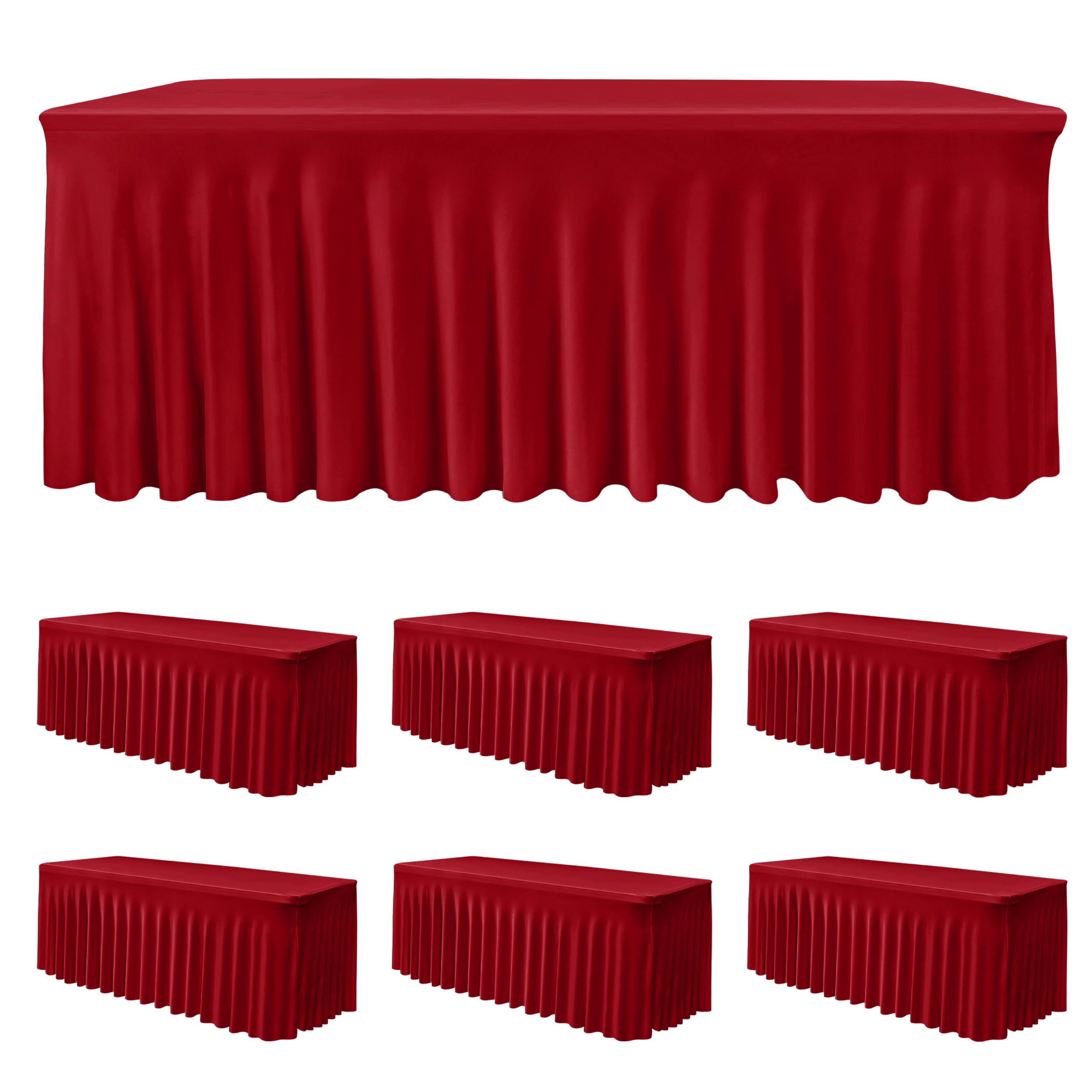 HolidayIdeas falda de mesa roja - frente, ideal para banquetes festivos