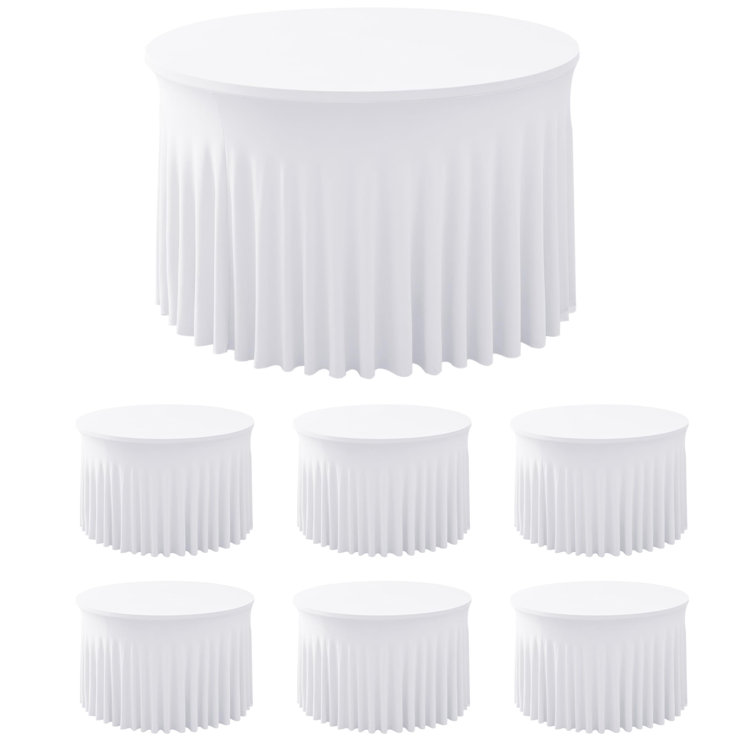 HolidayIdeas faldas de mesa circulares blancas de 60 pulgadas para banquetes