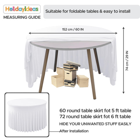 HolidayIdeas faldas de mesa espandex blancas para banquetes, ferias y fiestas