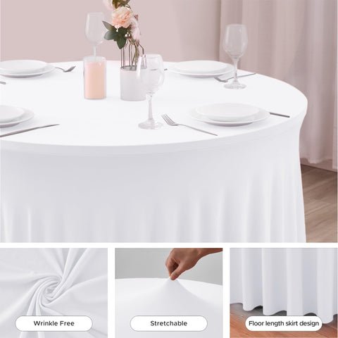 HolidayIdeas faldas de mesa espandex blancas sin arrugas para eventos