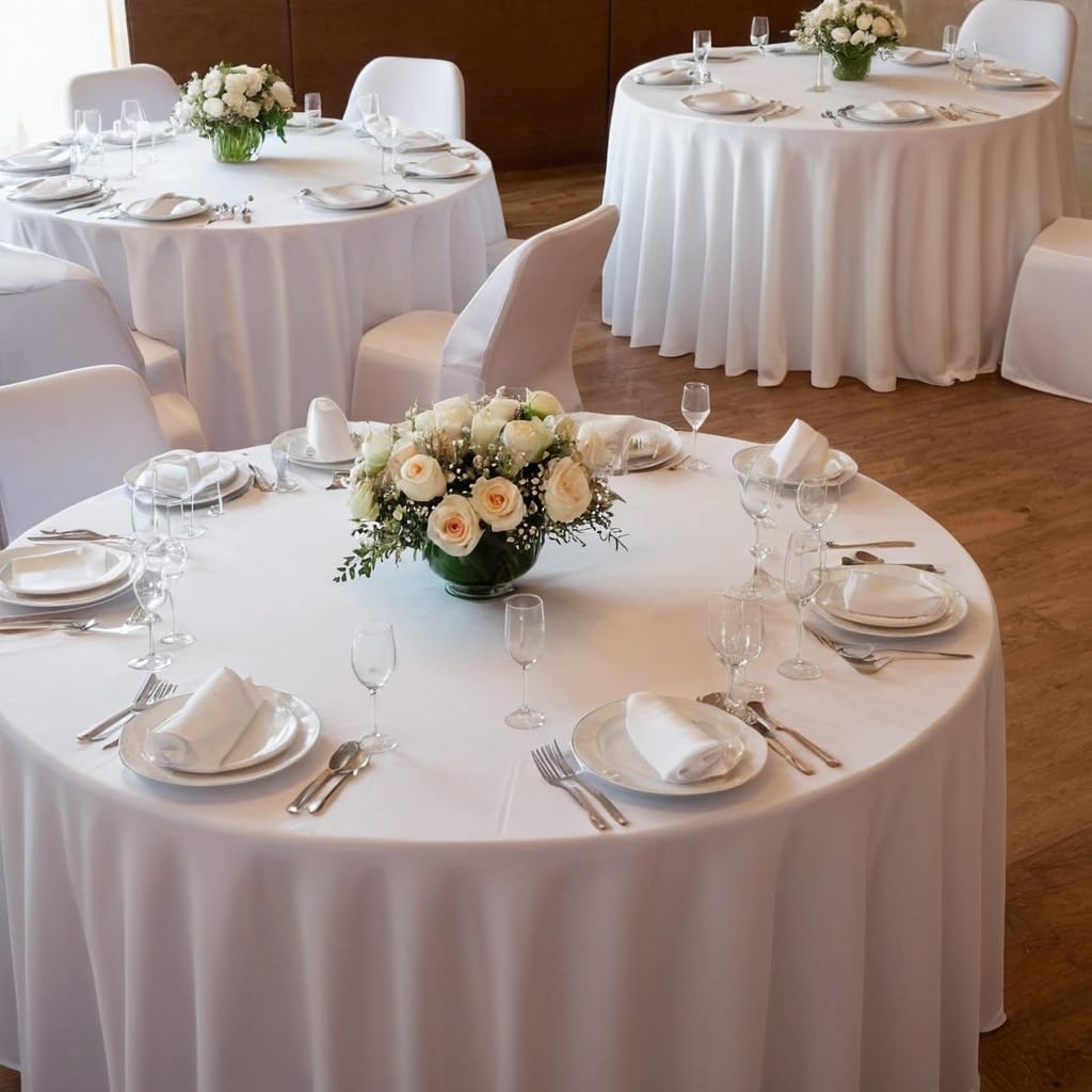 HolidayIdeas faldas de mesa espandex blancas para eventos formales con caída