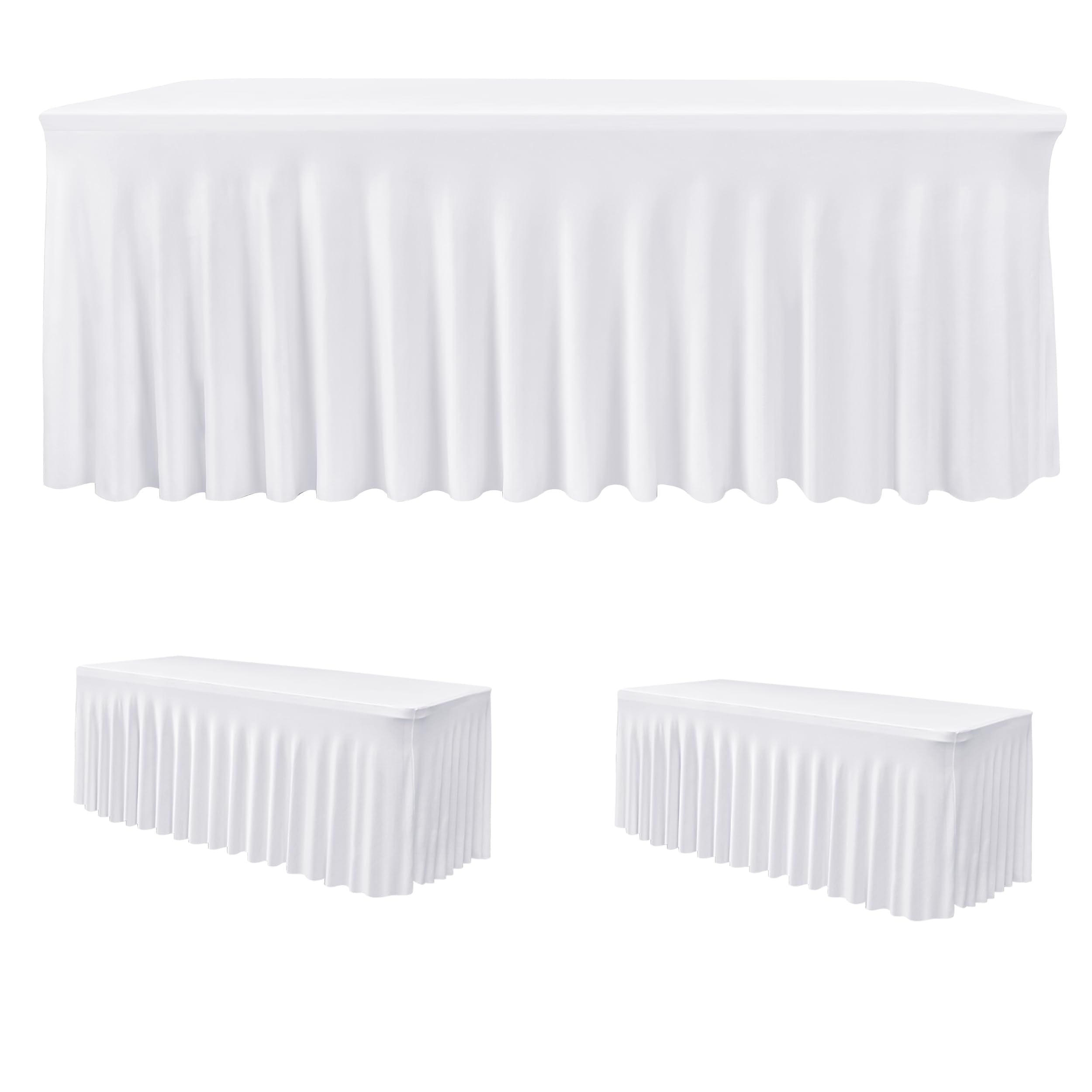 HolidayIdeas faldas-mesa-spandex-8ft, conjunto de 2, listas para elevar la decoración del evento.