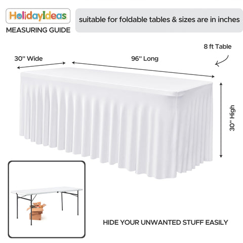 HolidayIdeas faldas-mesa-spandex-8ft, instalación rápida para eventos en casa o salones.