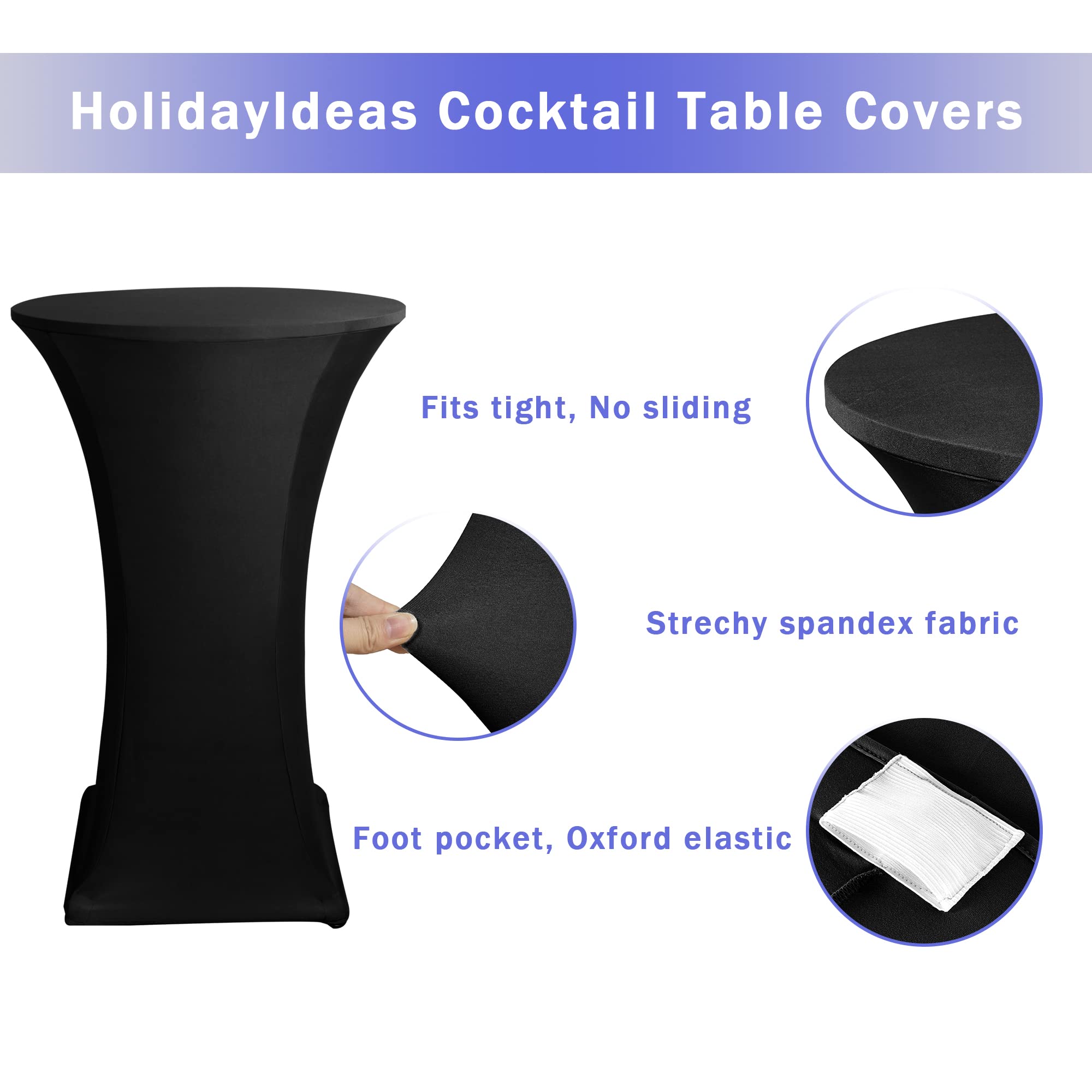 HolidayIdeas instalación fácil, cubre-mesa alta negro, conjunto de 2