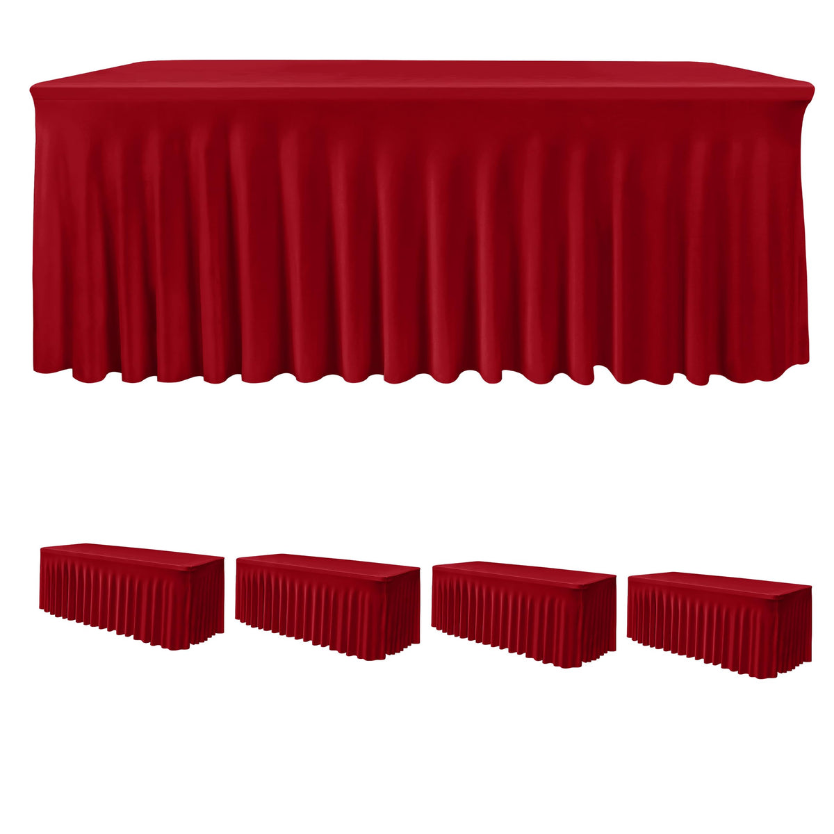 HolidayIdeas mantel espandex rojo para mesa de 6 pies con caída al suelo