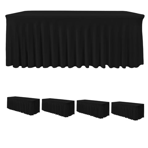 HolidayIdeas manteles spandex con volantes negro para mesa 6ft, aspecto elegante