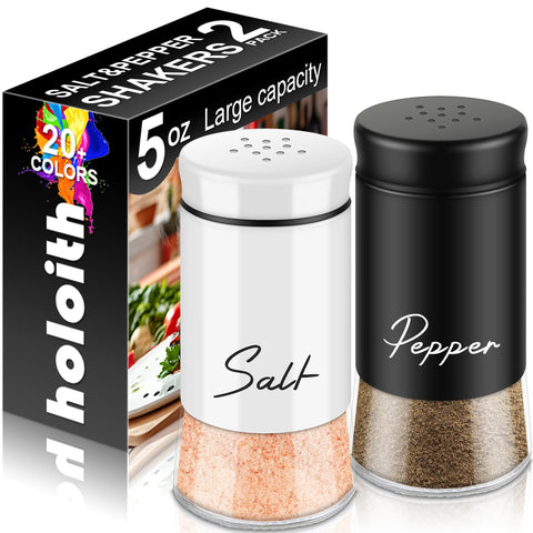 Conjunto holoith sal y pimienta con base de cristal, compacto y elegante.