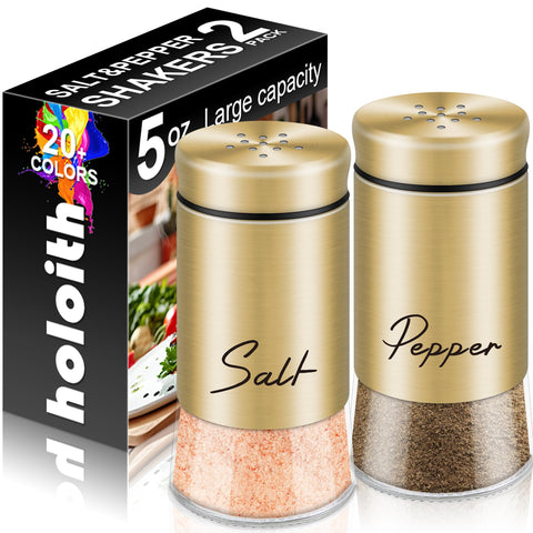 Holoith salero-pimentero dorado set moderno para sazonar con estilo