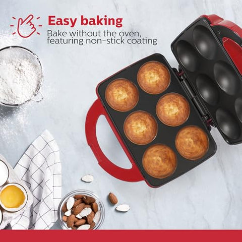 Holstein Housewares Cupcake Maker, superficie antiadherente facilita desmoldado y limpieza rápida.
