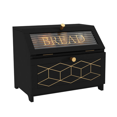 HOLTICO Panera doble capa con borde dorado negro para encimera elegante y funcional.