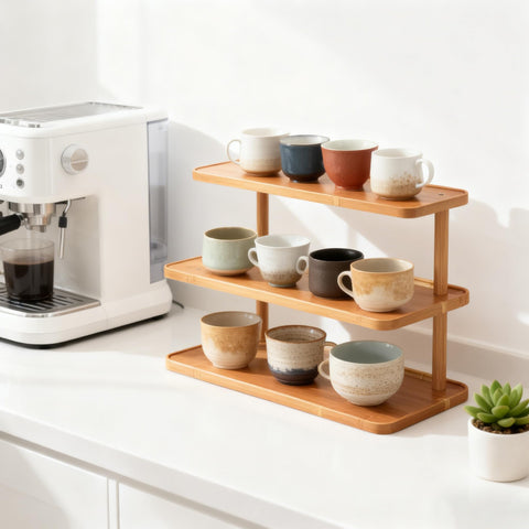 HOLTPHILI estante de bambú, soporte para tazas y especias, añade estilo bohemio a la cocina.