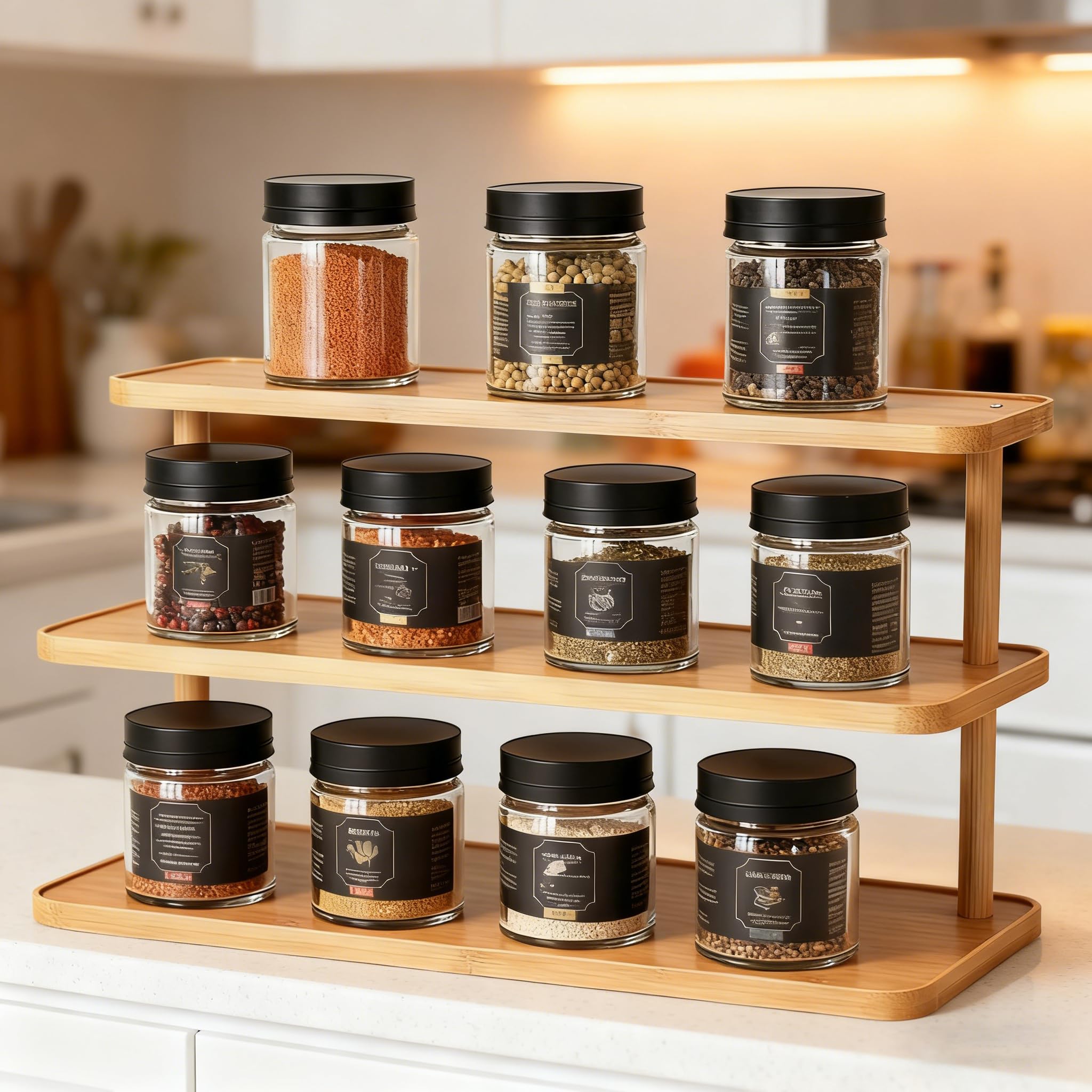 HOLTPHILI porta-tazas de bambú, estante superior, ideal para secar y ordenar tazas.
