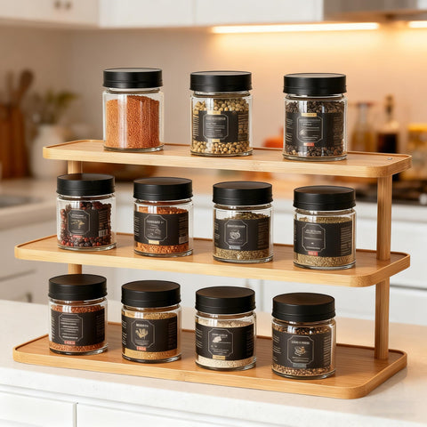 HOLTPHILI porta-tazas de bambú, estante superior, ideal para secar y ordenar tazas.