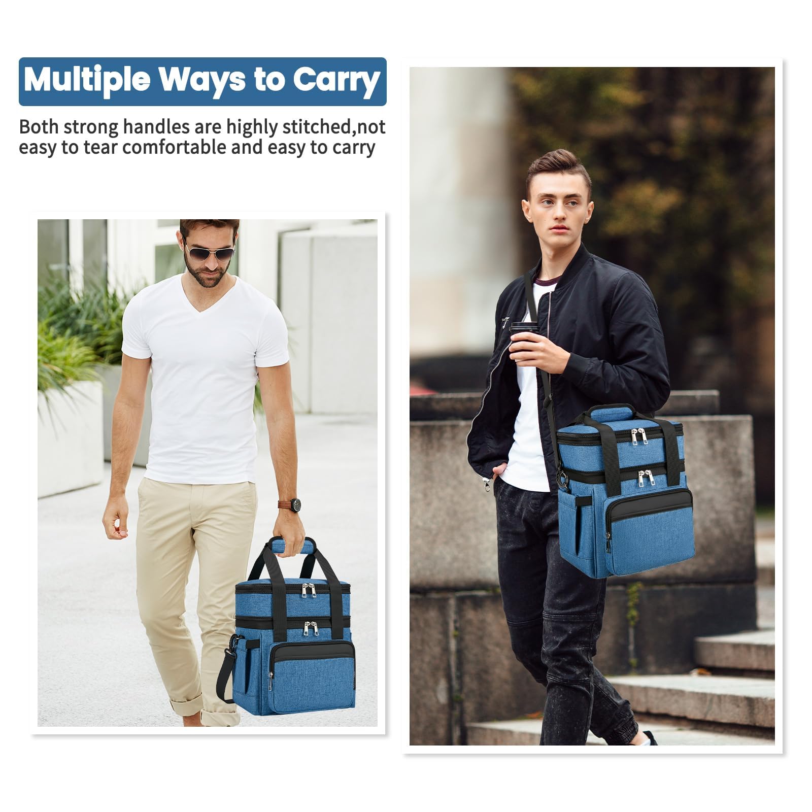 Holuxer bolsa almuerzo dos capas extendible, mayor capacidad para comidas.