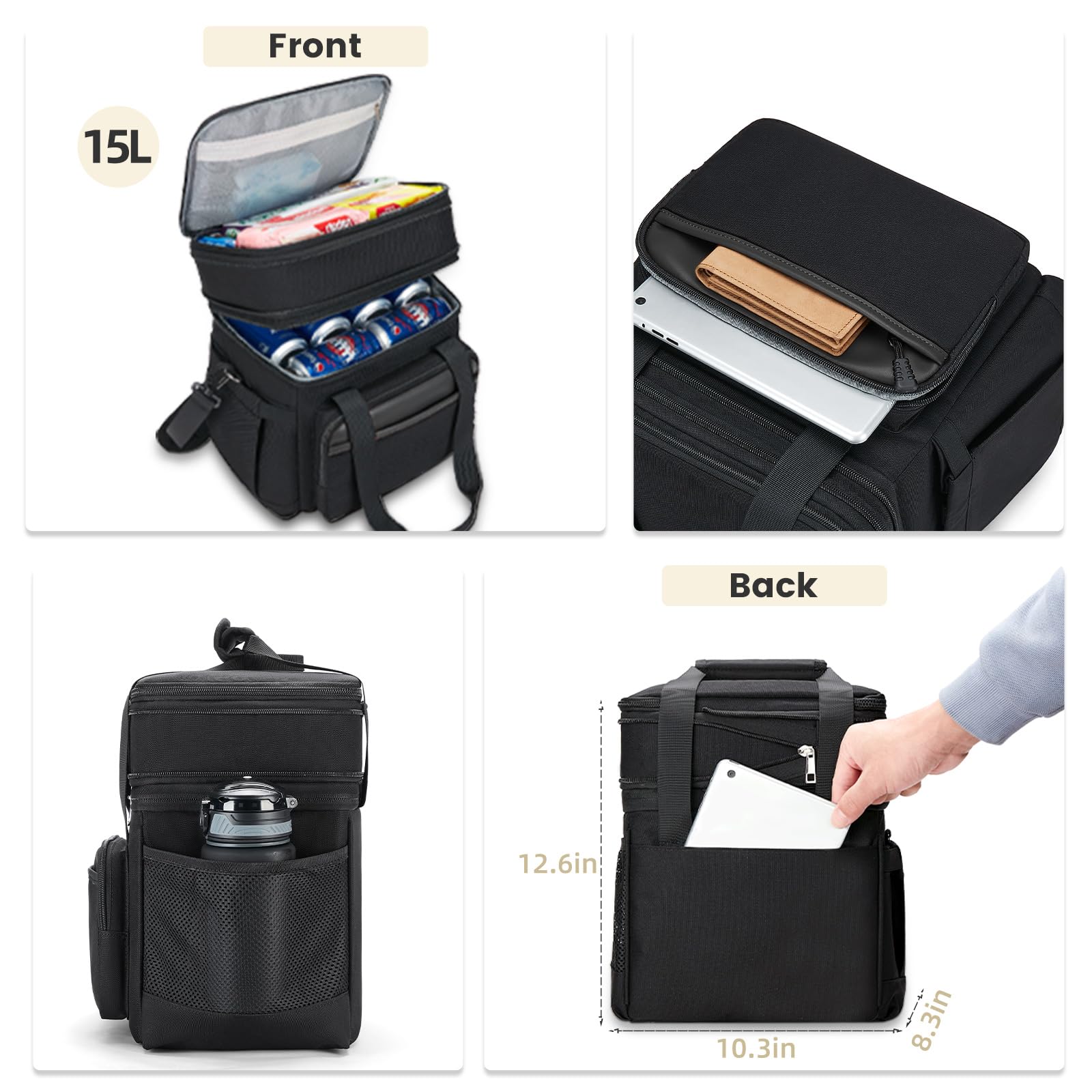 Bolsa holuxer negra, versátil para trabajo, deporte y viaje