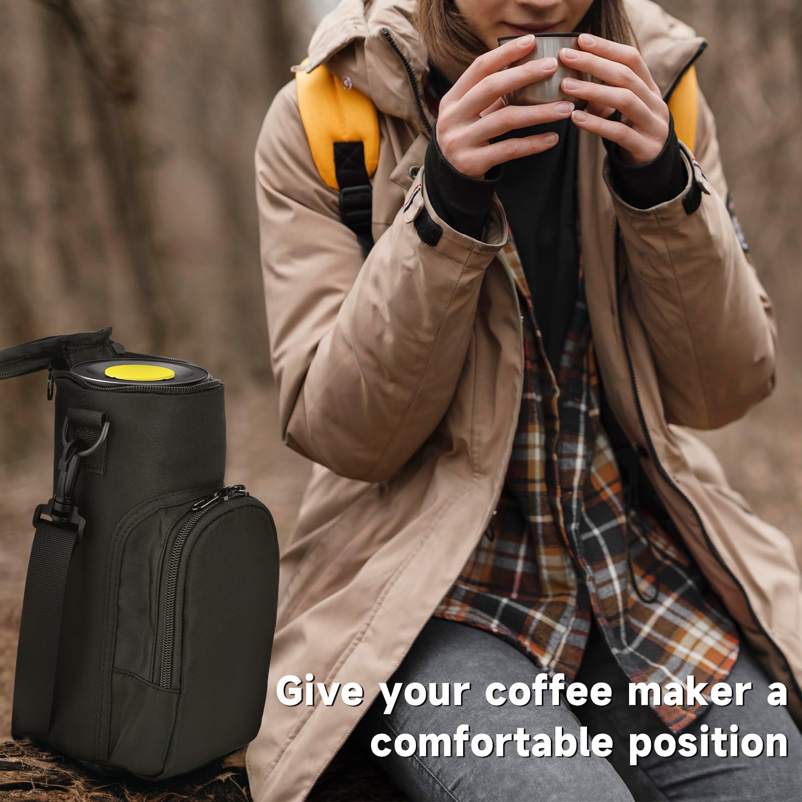 Ideal para camping y viajes, bolsa compacta para máquina y cápsulas.