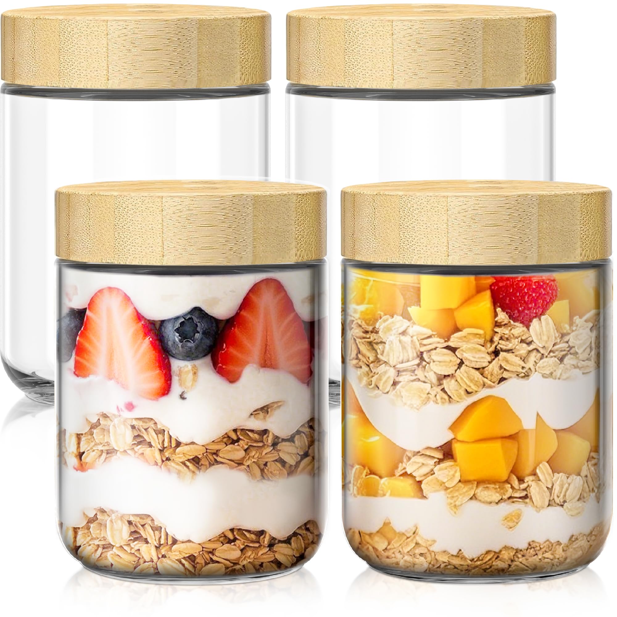 HomArtist frasco de vidrio 16 oz con tapa de bambú para porciones seguras