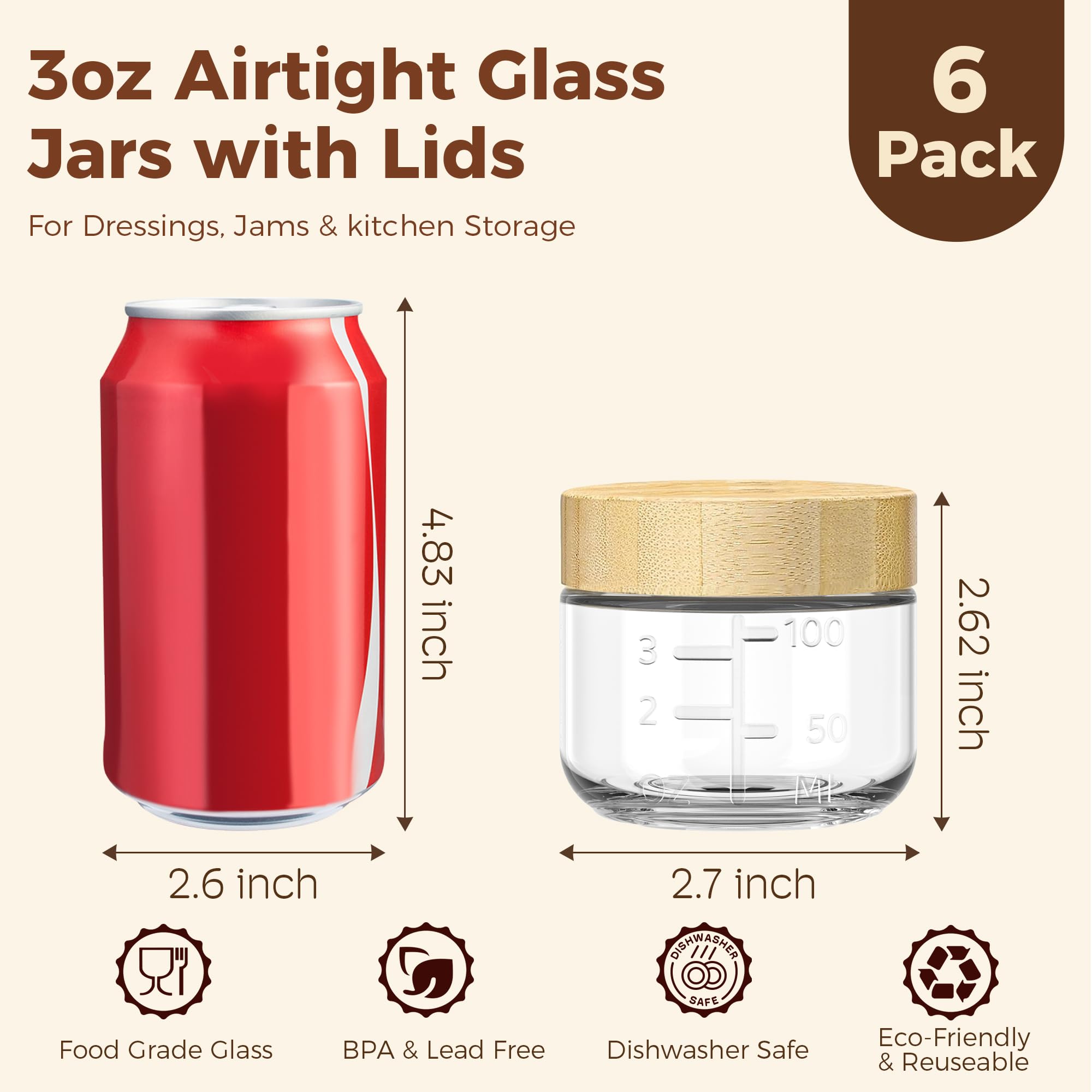 HomArtist frascos cristal condimentos 3oz aptos para viaje
