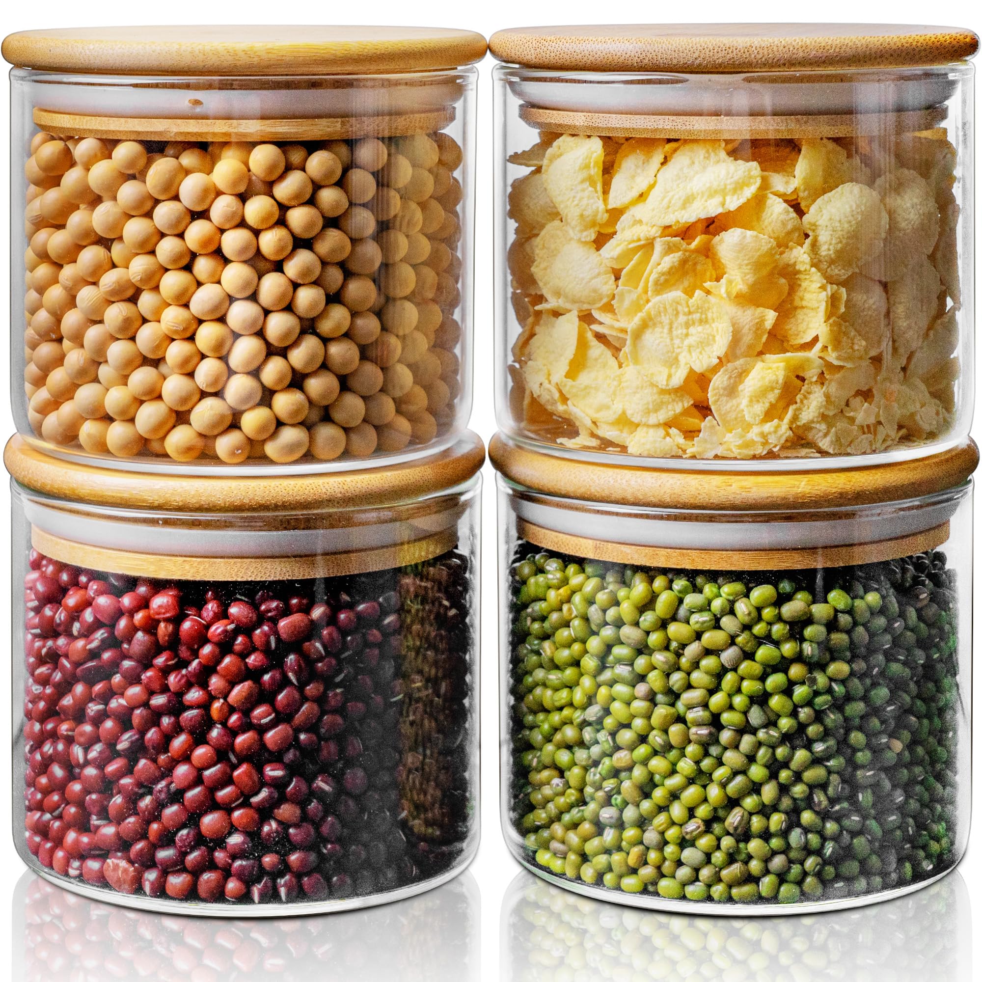 HomArtist frascos vidrio 17 oz con tapas bambú, ideales para ensaladas y almacenamiento