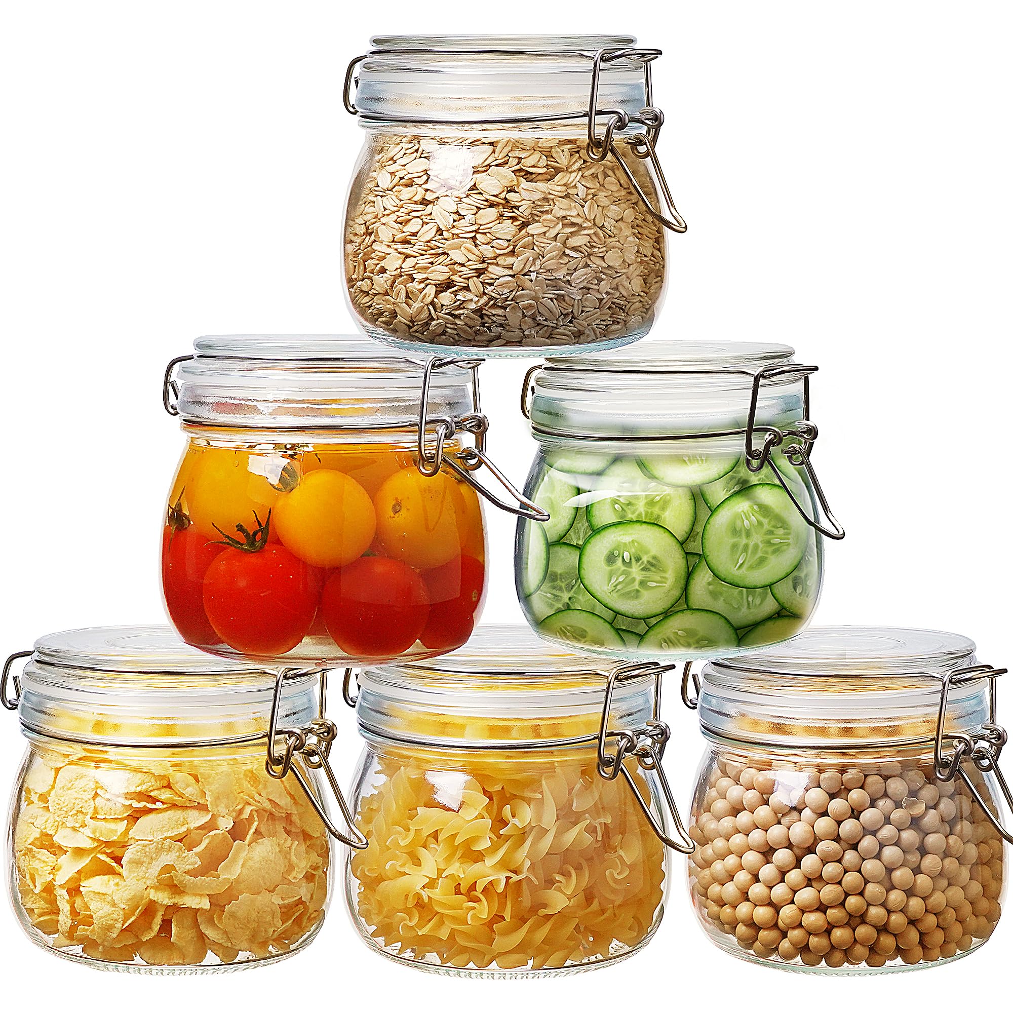 HomArtist frascos de vidrio con tapas abrazadera, cierre hermético para conservar alimentos frescos.