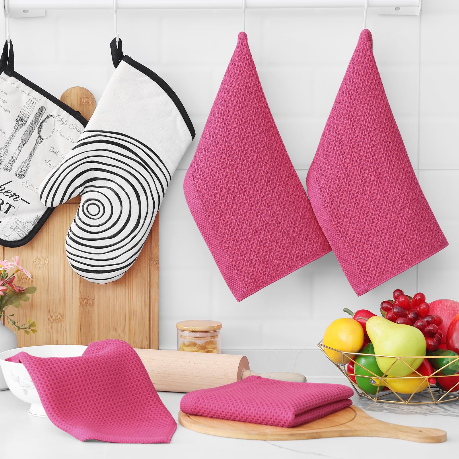 Homaxy toallas color rosa cálido para combinar con la decoración.