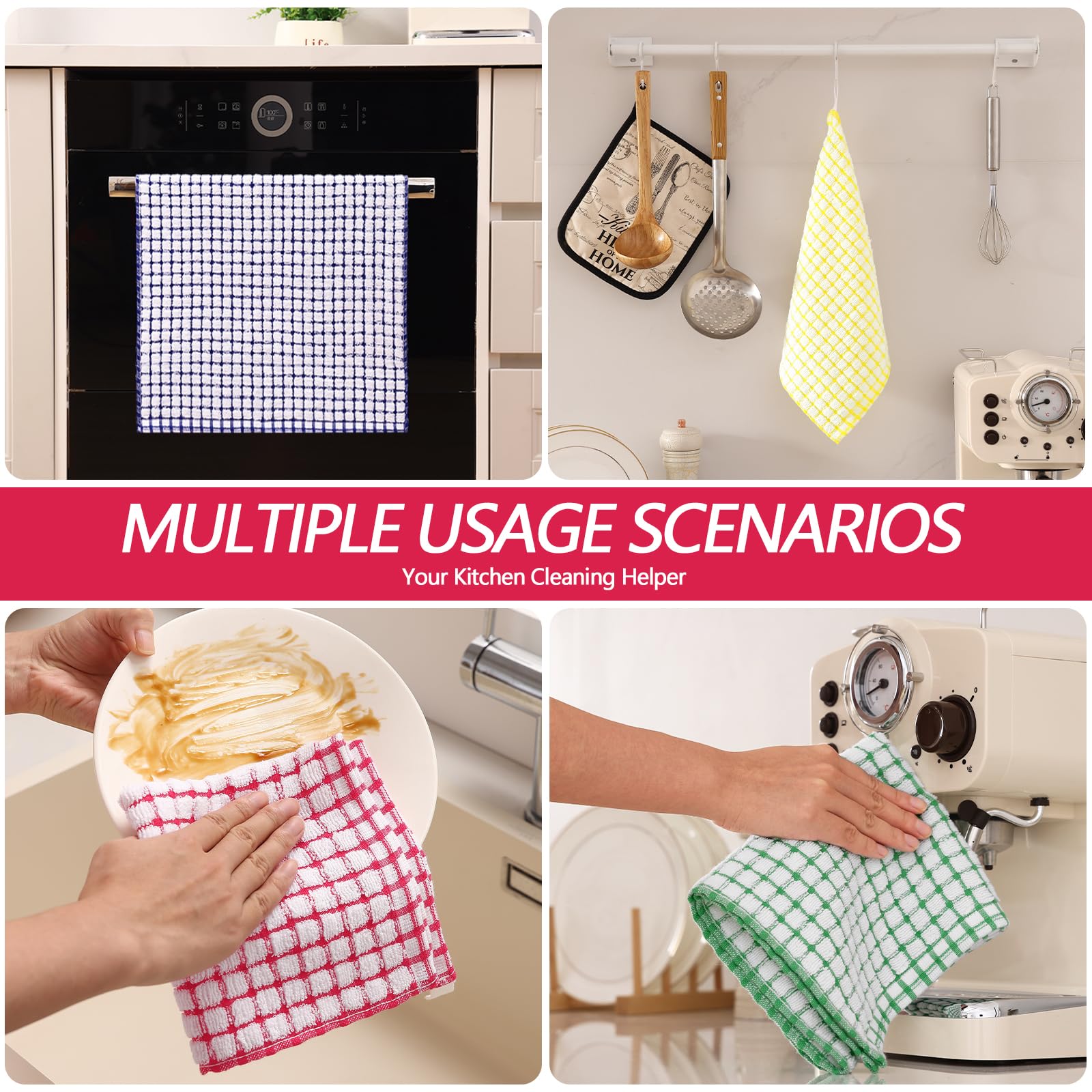 Toallas Homaxy 16x25 y 12x12, ideales para secar utensilios grandes