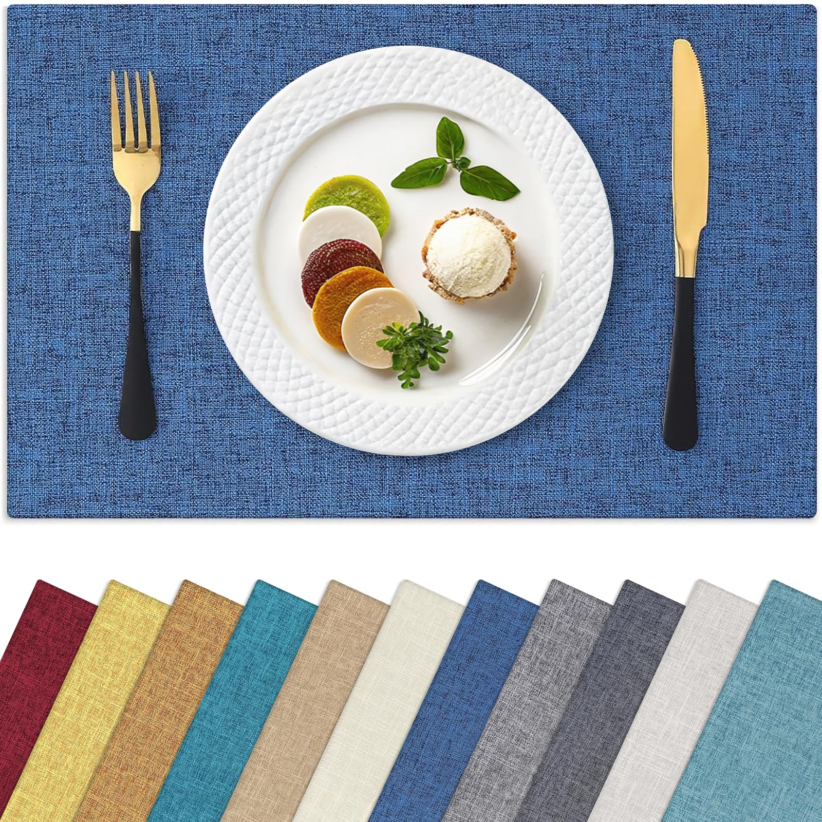 Manteles individuales Homaxy azul rectangulares, para mesa elegante y limpia.