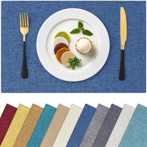 Manteles individuales Homaxy azul rectangulares, para mesa elegante y limpia.