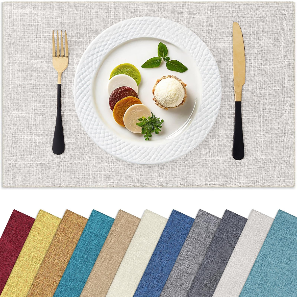 Homaxy manteles individuales rectangulares beige, protección elegante para la mesa