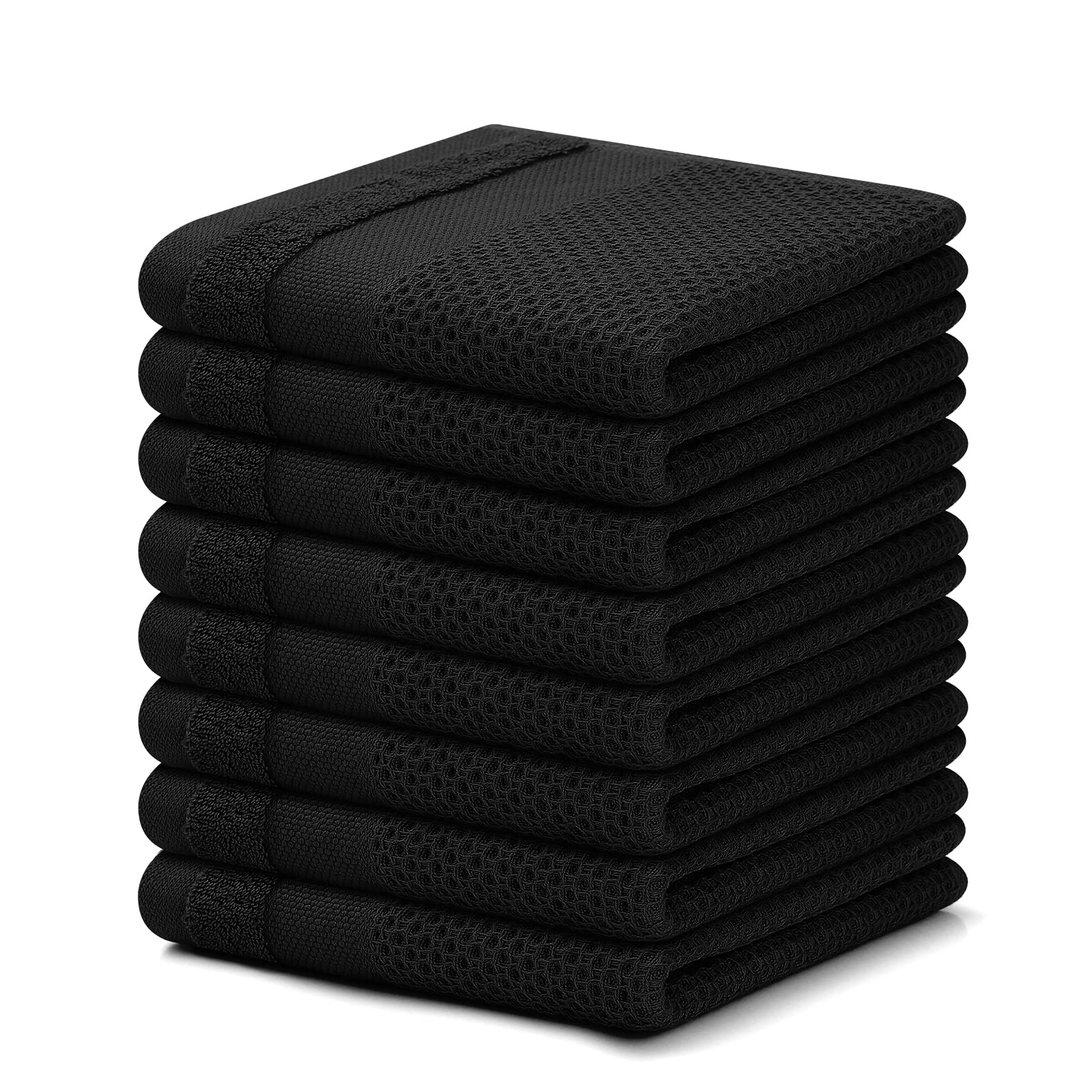 Homaxy paños de cocina negros de algodón 12x12 con tejido panal, secado eficiente