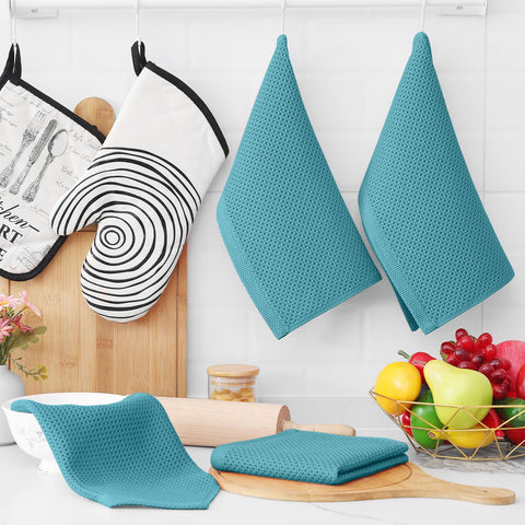 Paños de cocina Homaxy color azul lago para combinar con decoración.