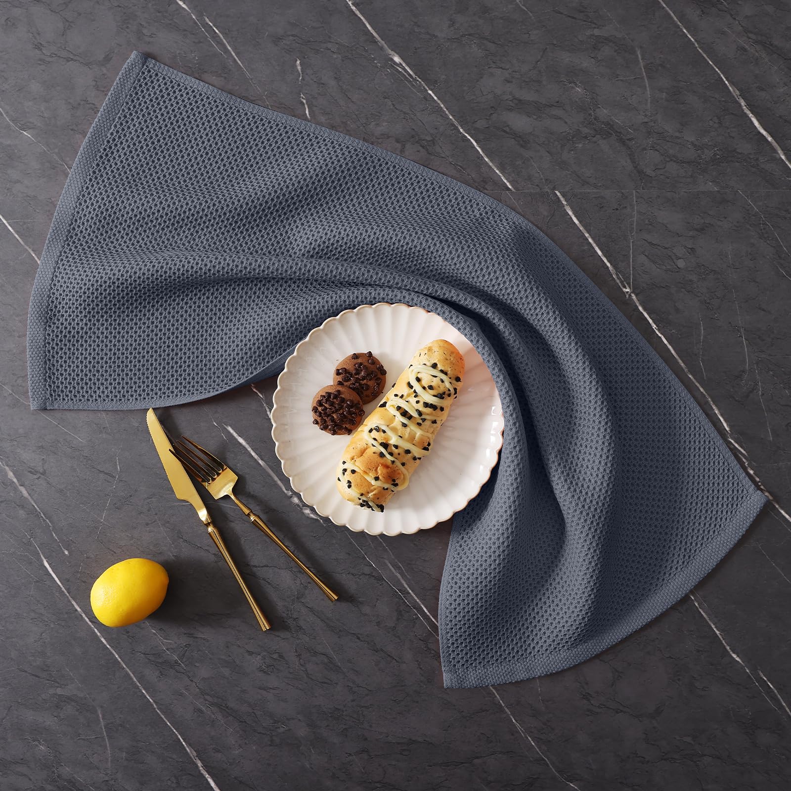 Homaxy paños de cocina gris oscuro, suaves y duraderos para secar platos.