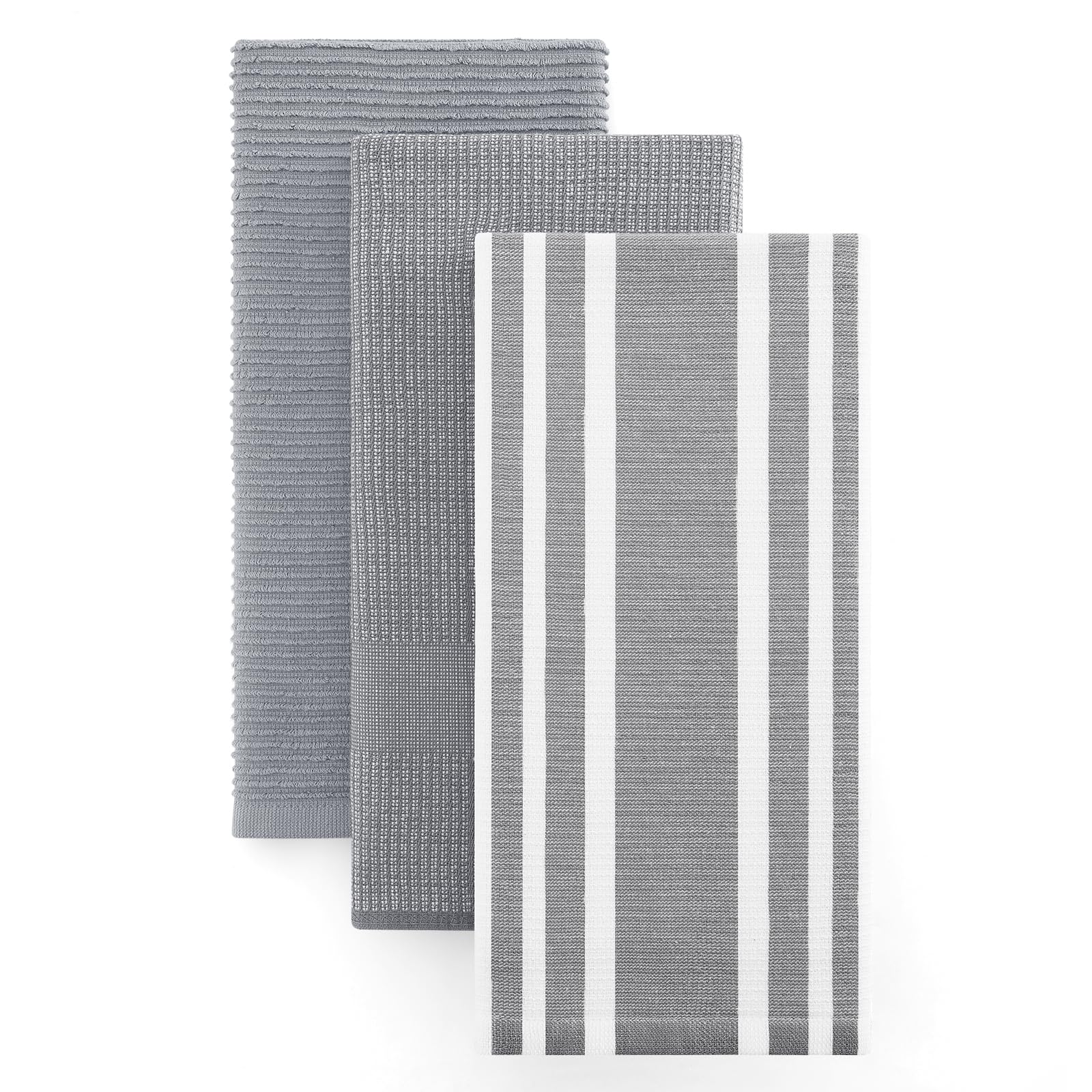 Homaxy toallas cocina 18x28 con rayas gris, absorción rápida para derrames.