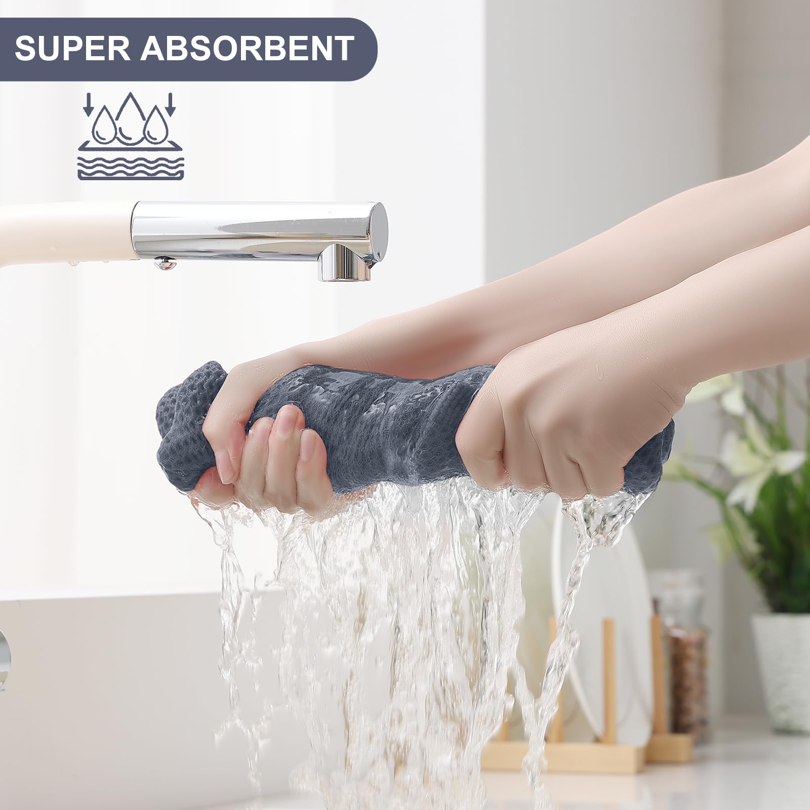 Homaxy toallas de cocina absorbentes, ideales para secar platos grandes y vajilla mojada.