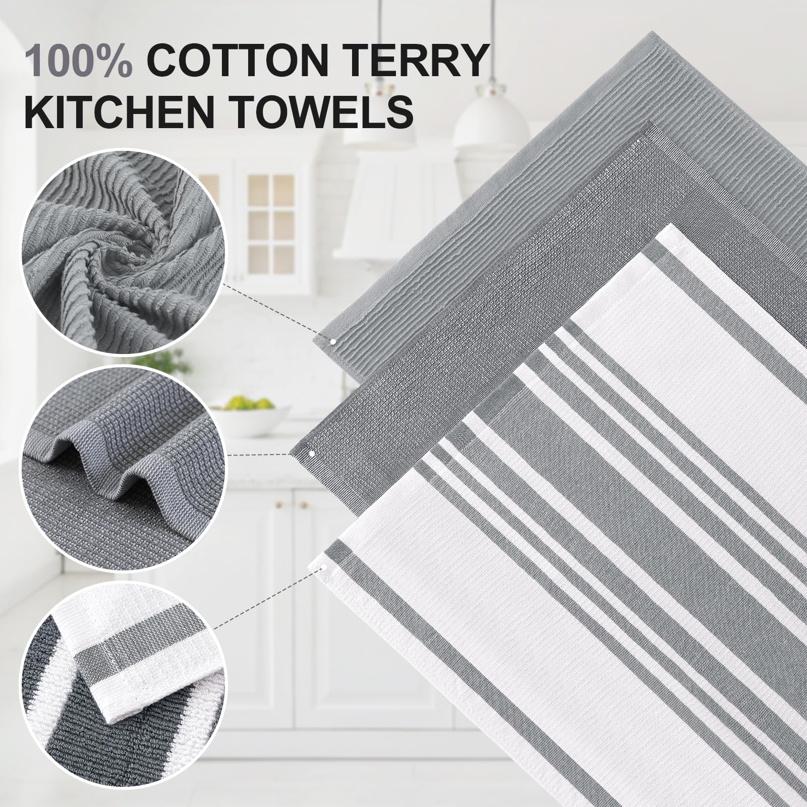 Toallas Homaxy 380gsm con alta absorbencia para secar platos y derrames.