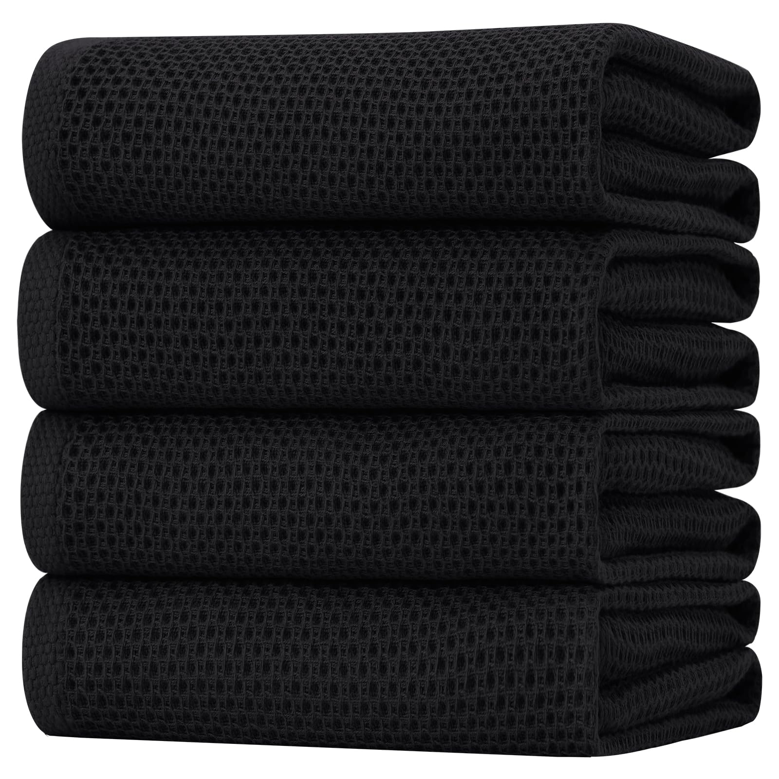 toalla Homaxy en negro con tejido gofrado panal, seca platos rápidamente