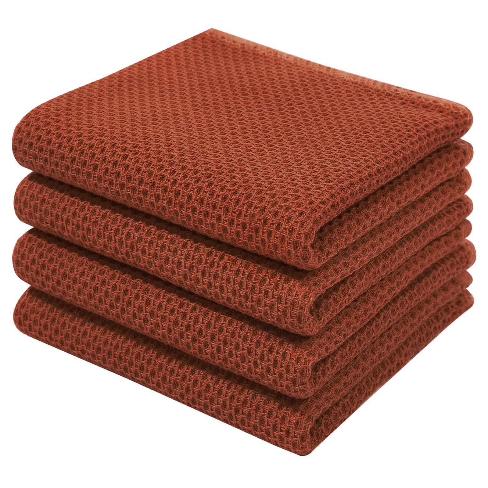 Toallas Homaxy de algodón con tejido waffle, textura suave y absorbente en color óxido
