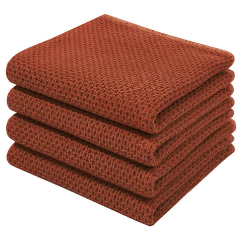 Toallas Homaxy de algodón con tejido waffle, textura suave y absorbente en color óxido