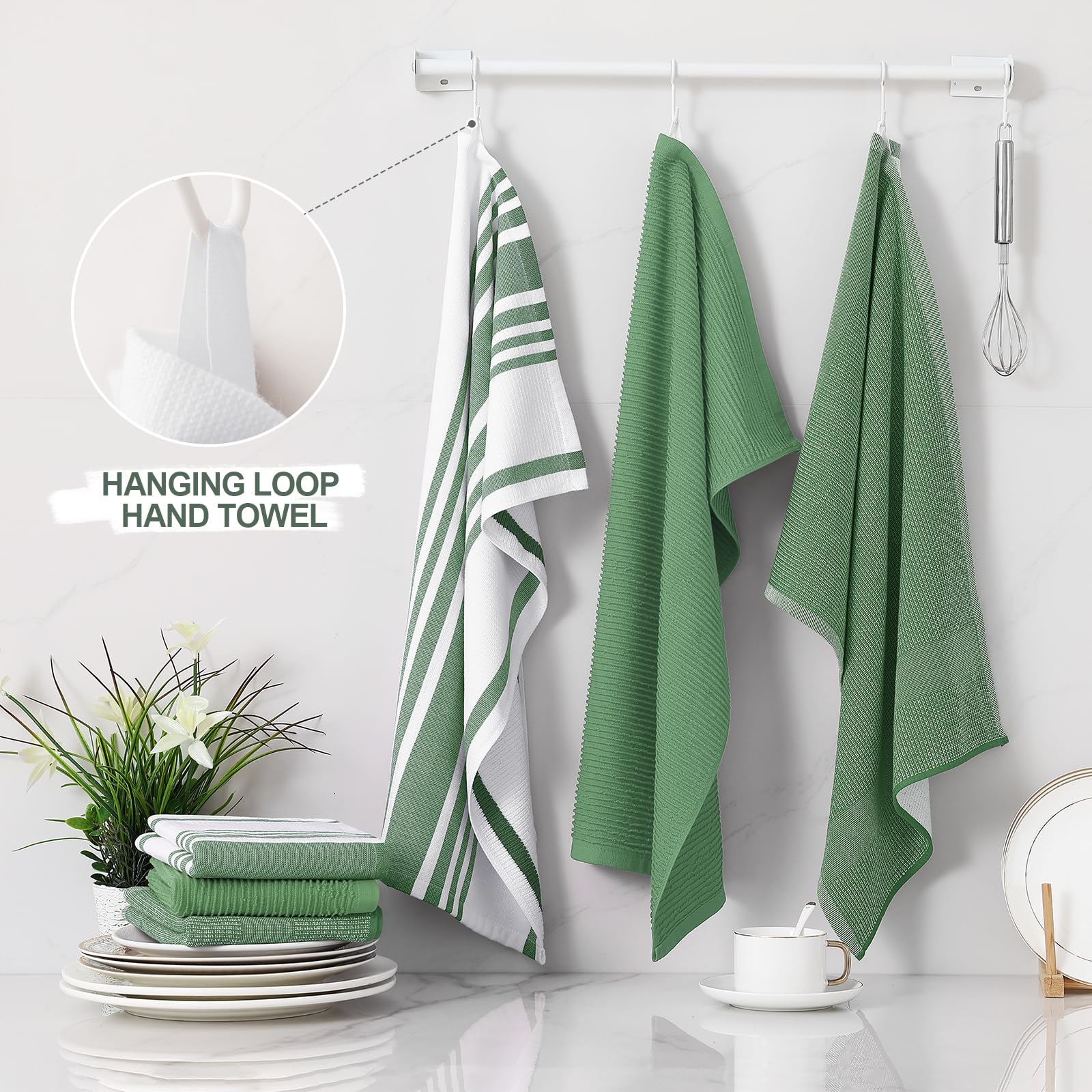 Conjunto de 6 toallas Homaxy en verde, estilos variados