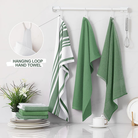 Conjunto de 6 toallas Homaxy en verde, estilos variados